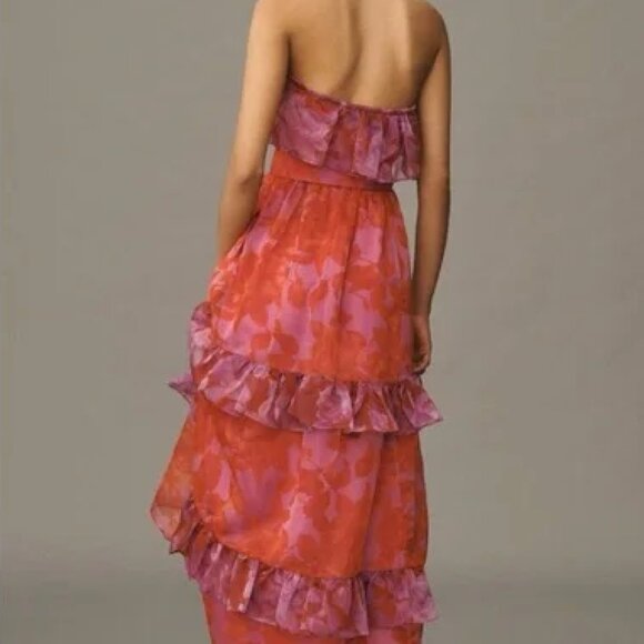Anthropologie • Floral Strapless Tiered Belted Maxi Dress • Size S • Brand New - Picture 3 of 6